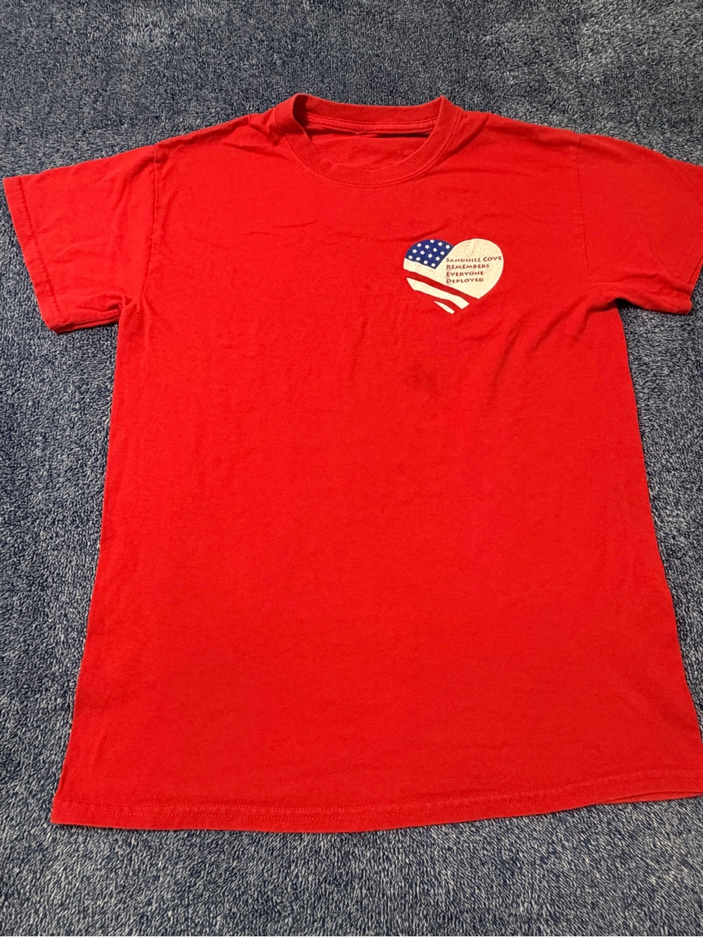 Red Kids Short Sleeve T-Shirt with Heart Flag Graphic